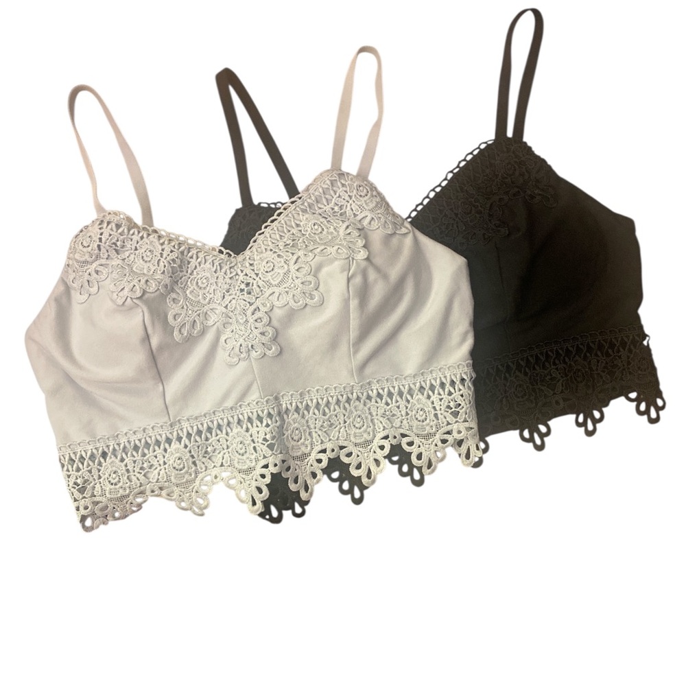 Mudd Lace Trim Bralette Top Set - GUC M
